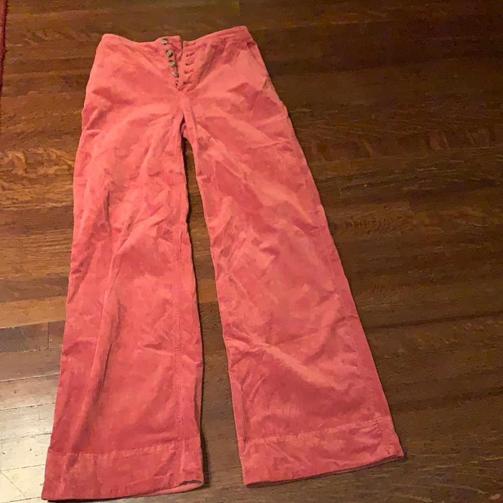 Anthro soft plush corduroy flare pants